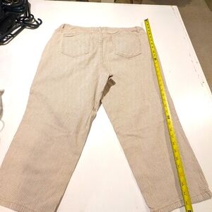 Cj Banks denim weight tan and white stripe Capri pants